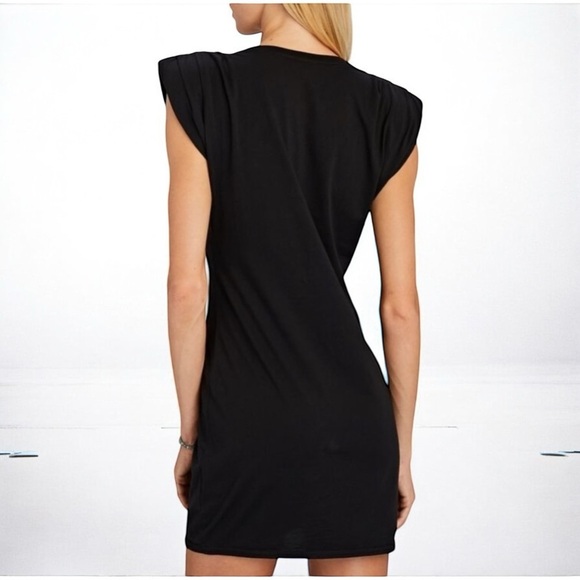 🌻St. Roche Black "Echo" Padded Shoulder Mini Shirt Dress Size Small $285 Retail - Picture 8 of 14
